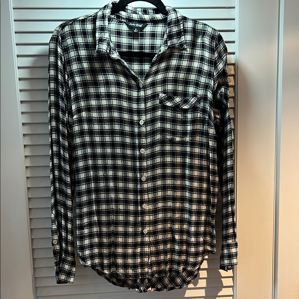 Lucky Brand Black and White Plaid Button Down Shirt